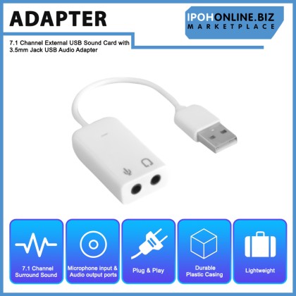 7.1 Channel External USB Sound Card with 3.5mm Jack USB Audio Adapter 7.1 Channel External USB Sound Card with 3.5mm Jack USB Audio Adapter